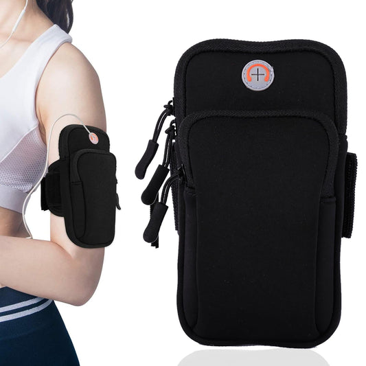 AiScrofa Sports Armband, Running Gym Universal Smartphone Arm Bag with Earphone Hole Multifunctional Pockets foriPhone 15, 14, 13, 12, 11 Pro Max, Xs, Xr, X, 8 Plus, SE, Galaxy S22 Ultra and More