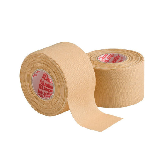 MUELLER Sports Medicine MTape Rolls, Quality Athletic Tape, Easy to Tear for Fast & Effective Taping, 1.5" x 10 Yards Per Roll, 2 Rolls, Beige