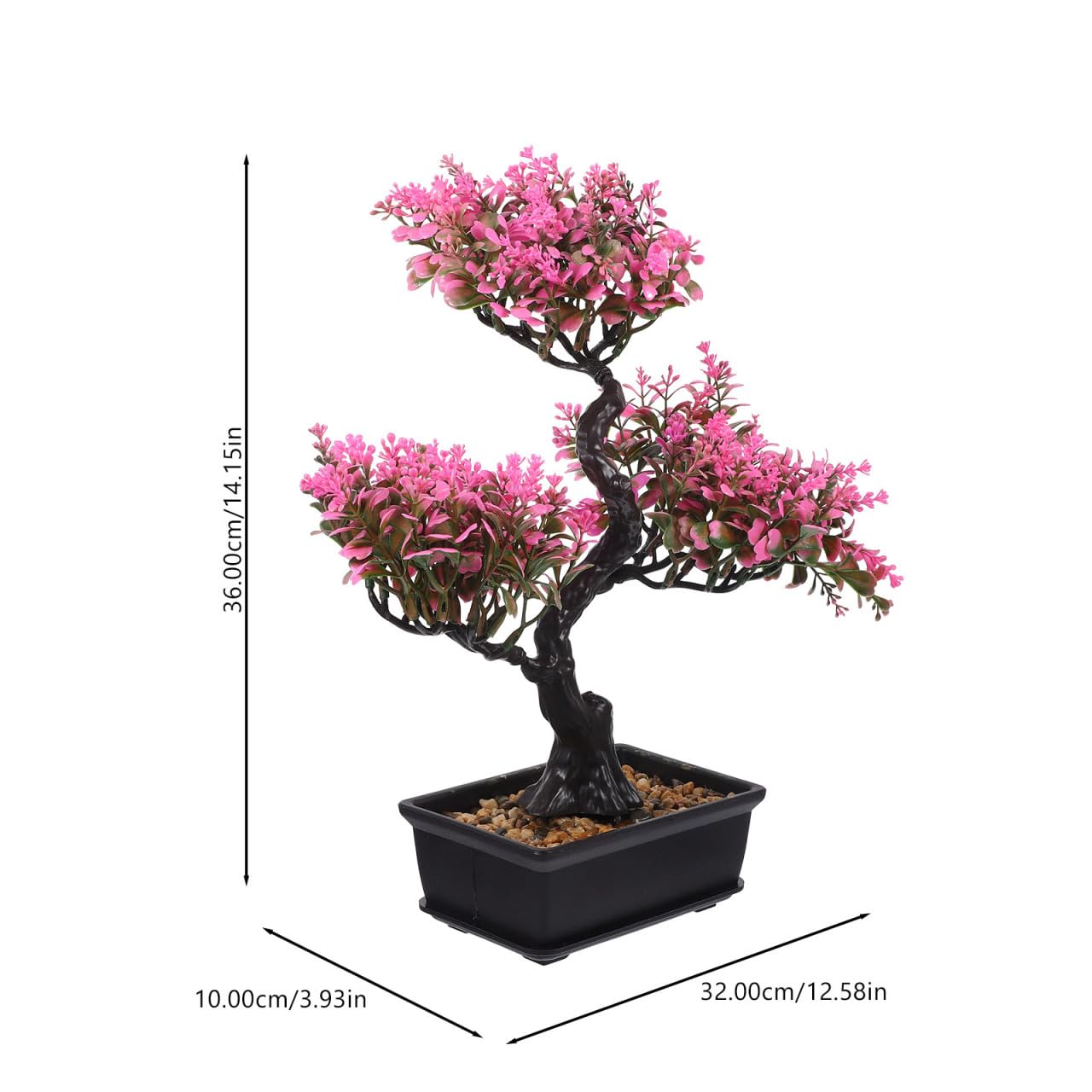 Zerodeko Artificial Bonsai Tree Realistic Faux Potted Plant 14.17X12.59X3.93 Inch Desktop Decor for Home Office Kitchen Maintenance-Free