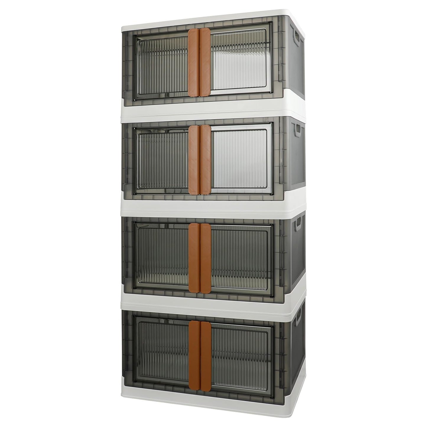 AssHMKIT Storage Bins, Extra Large Cabinet with Lids, 19 Gallon(72L) Capacity (Per One), 4 Packs, Useful Box with Door and Buckles, Foldable, Transparent, Excellent Home Organizers