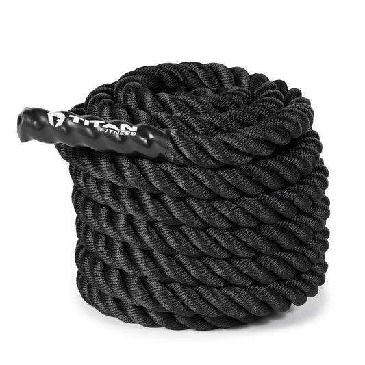 Titan Fitness Battle Rope 50ft x 1.5in, Poly Dacron Heavy Rope for Home Gym Conditioning Workouts, Cross-Train, Strength Training Exercises