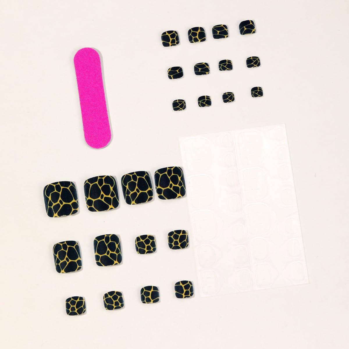 Black Press on Toenails Short Square Fake Toe Nails Gold Line Marble False Toenails with Matte Acrylic Toe Nails Full Cover Glue on Nail for Women Manicure 24Pcs