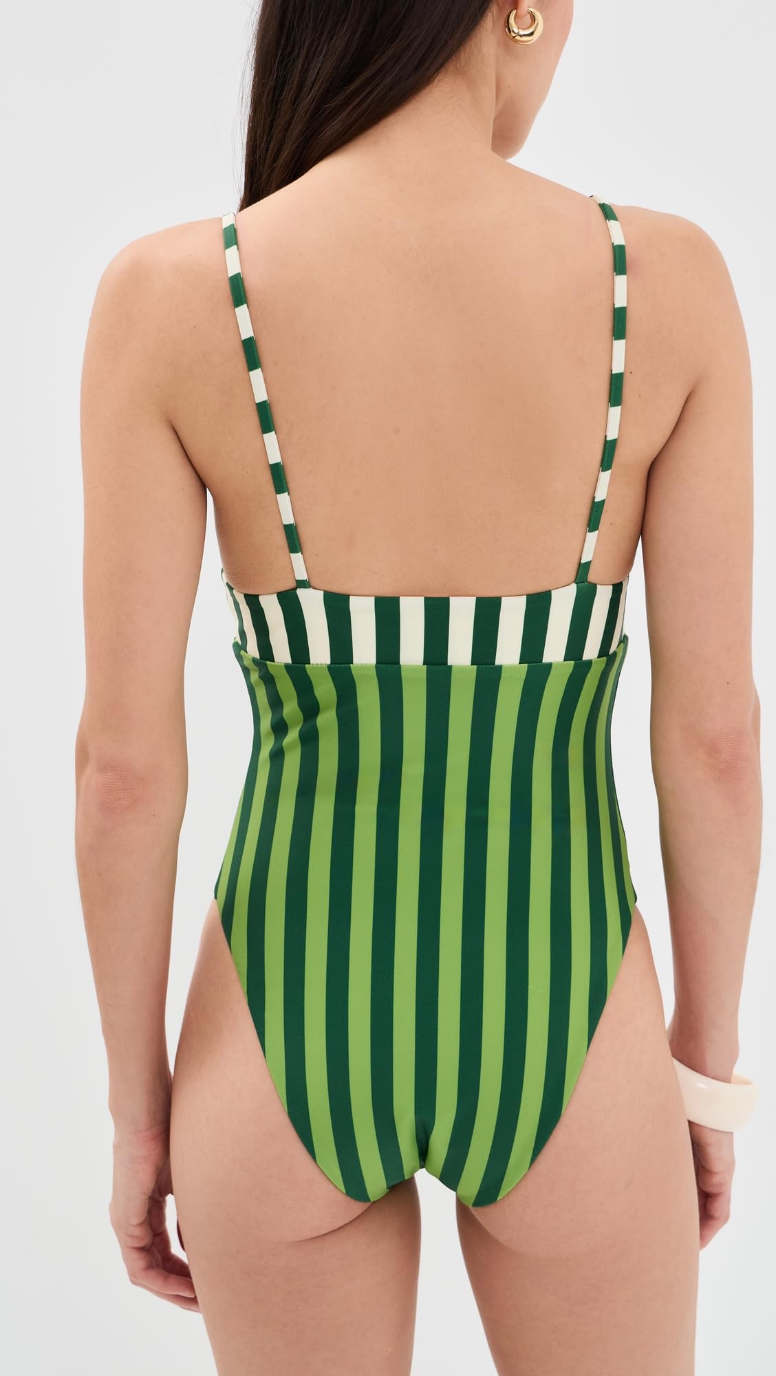 SIMONMILLER Women's Behati One Piece, Green Stripe Combo, M