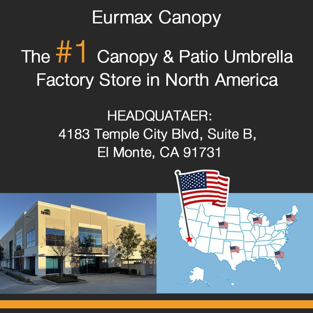 Eurmax USA 10x15ft Pop Up Canopy, Commercial Instant Tent for Outdoor Events, Patented No-Tip Rolling Storage Bag with 4 Sandbags,UV & Water Resistant,Heavy Duty Portable Shelter Gazebo,Black