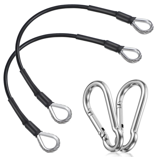 2PCS Gym Cable Extension, 0.2" Thick Pulley Cable Machine Attachment Fitness Extension Steel Wire Rope Replacement, Compatible with Home Gym for Lat/Tricep Pull Down, Leg Extensions Machine(10")
