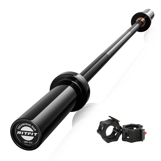 RITFIT Olympic Barbell 4ft/6ft - 2 Inch Weight Bar for Strength Training, Weightlifting, Squat, Deadlift, Bench Press, Curl, Overhead Press - 350lbs/500lbs Capacity 4FT Black with Collar