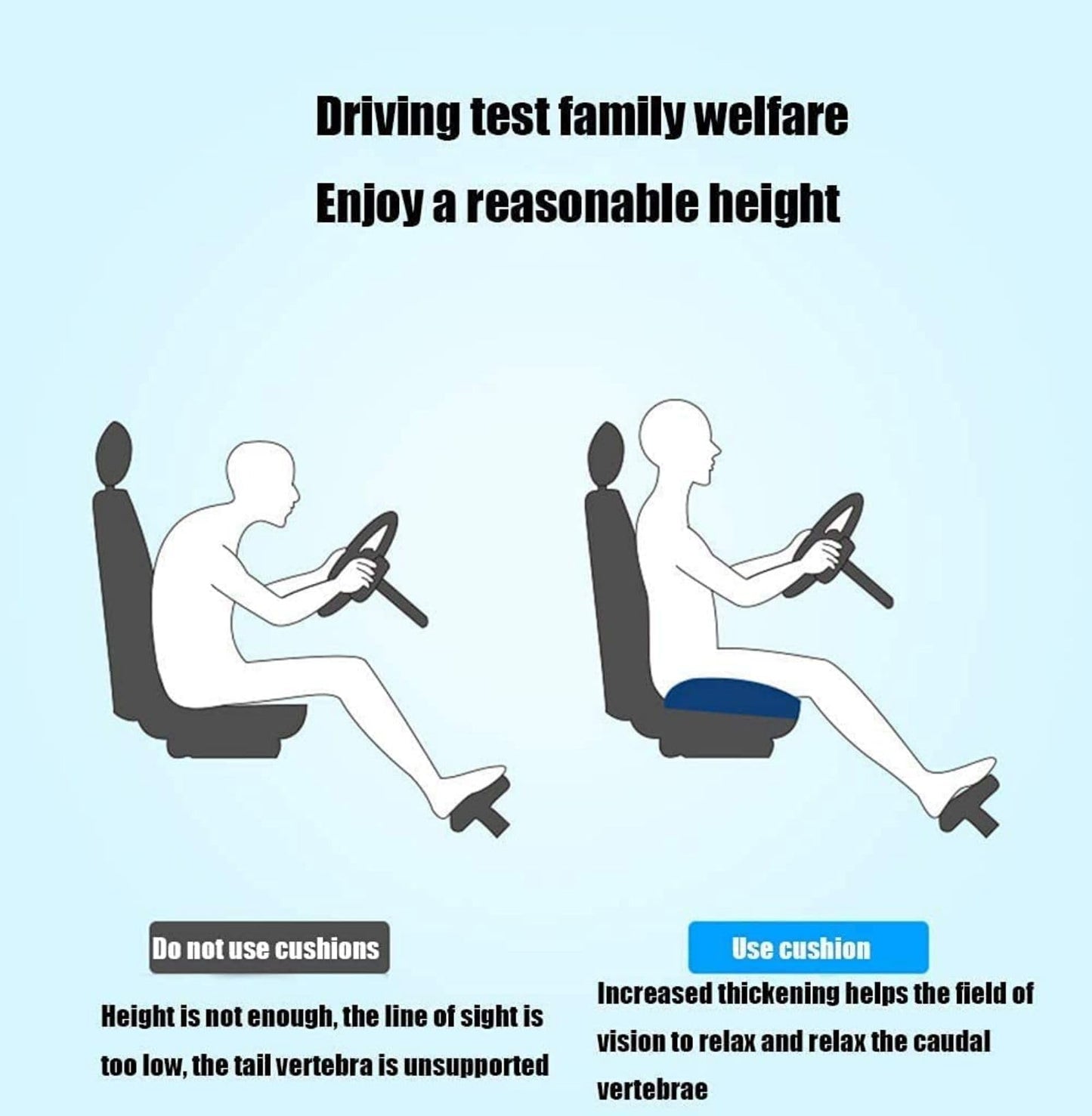 Adult Booster Seat Cushion, Car Seat Cushions for Short People/thick Office Chair Booster Seat Increase Field of View, for Trucks, Car, Office Chair, Home, Wheelchair,angle Lift Seat Cushion (grey)