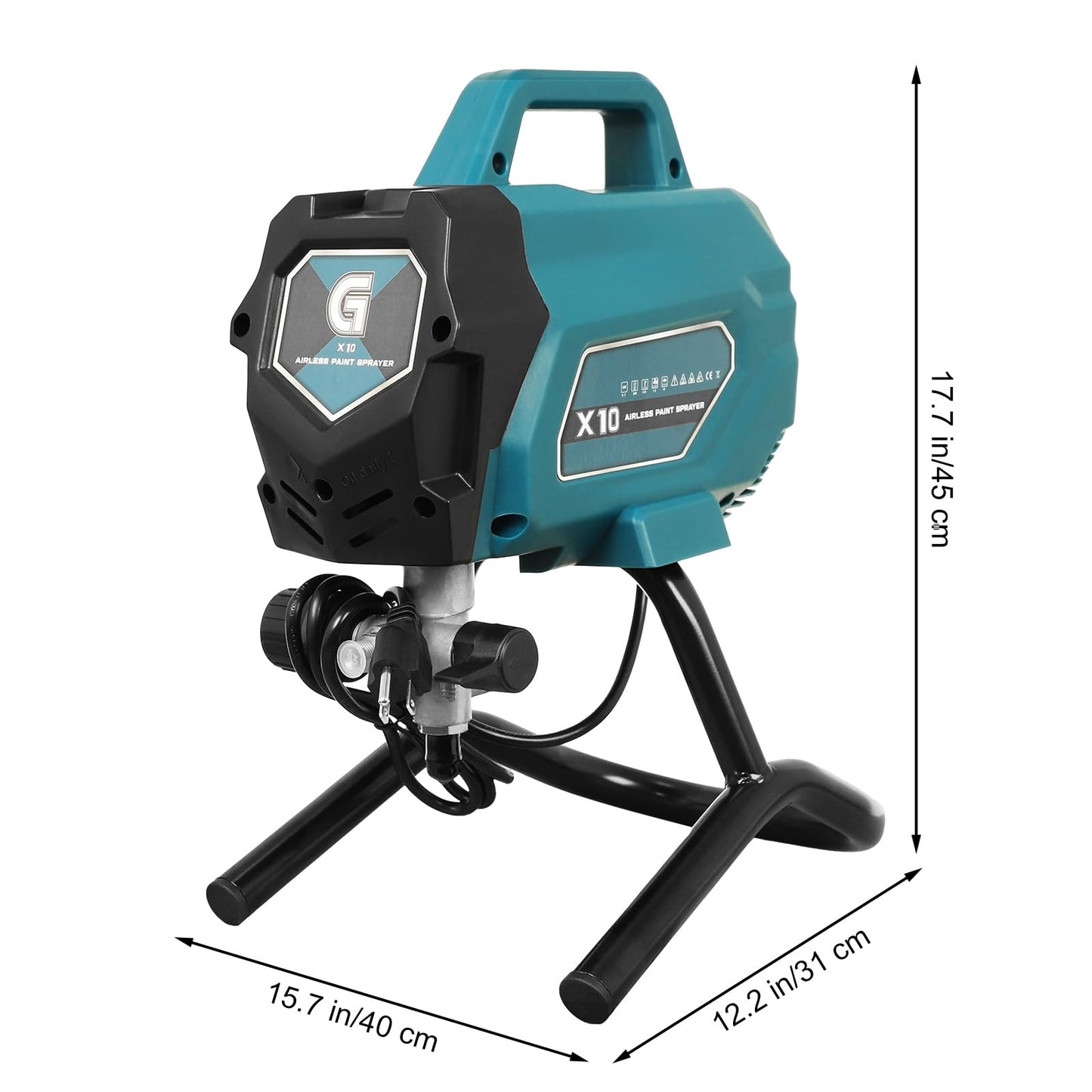 750W Airless Paint Sprayer, 3300 PSI Stand Airless Sprayer, High Efficiency Electric Paint Sprayer for Up to 10 Gallon DIY Painting Projects House Exterior Fence Deck