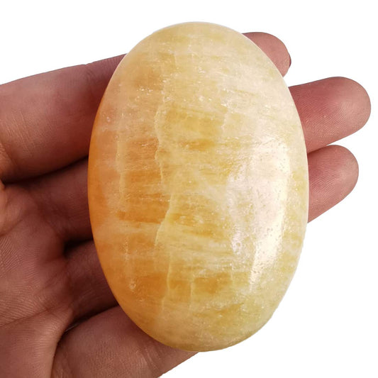Loveliome Natural Ice Yellow Jade Oval Polished Worry Stones, Healing Crystal Indoor Fountain Stones Massage Energy Anxiety Relief Items