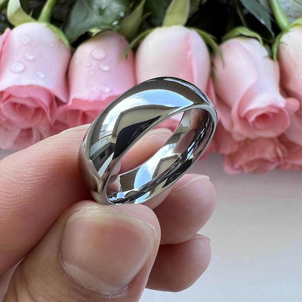 TUTISS 7mm Tungsten Carbide Rings for Men Women Engagement Wedding Bands Domed Polished Shiny Comfort Fit Size 13