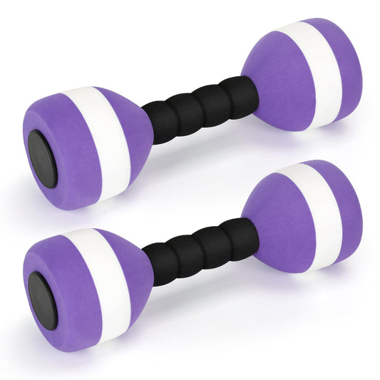Carperipher Aquatic Dumbells,2Pcs Foam Water Weights Aerobic Exercise Fitness Equipment Dumbbells, Pool Resistance Swimming Training for Men/Women Weight Loss, Beginner Swimming Training (Purple)