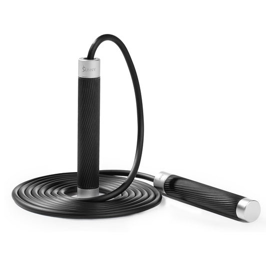 Sunny Health & Fitness Exercise Jump Rope Weighted for Training Cardio, Enhancing Strength & Toning Upper Body, Exercise Rope with Durable Handles & Easy Adjustable Design – SF-JR03-BK