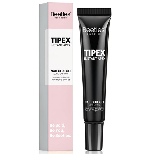 Beetles Tipex Nail Glue 20g Solid Nail Glue Gel Super Strong for Tipex Nail Tips Soak Off U V No Hand-Hold Needed Professional Beginner-Friendly 28+ Days Lasting