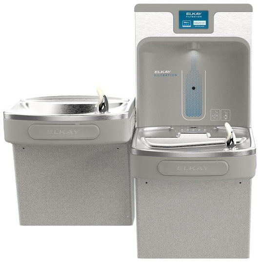 Elkay LZSTL8WSLP Enhanced Bottle Filler & Bi-Level ADA Cooler Refrigerated Light Gray Granite High Capacity Lead Drop Down Wrapper