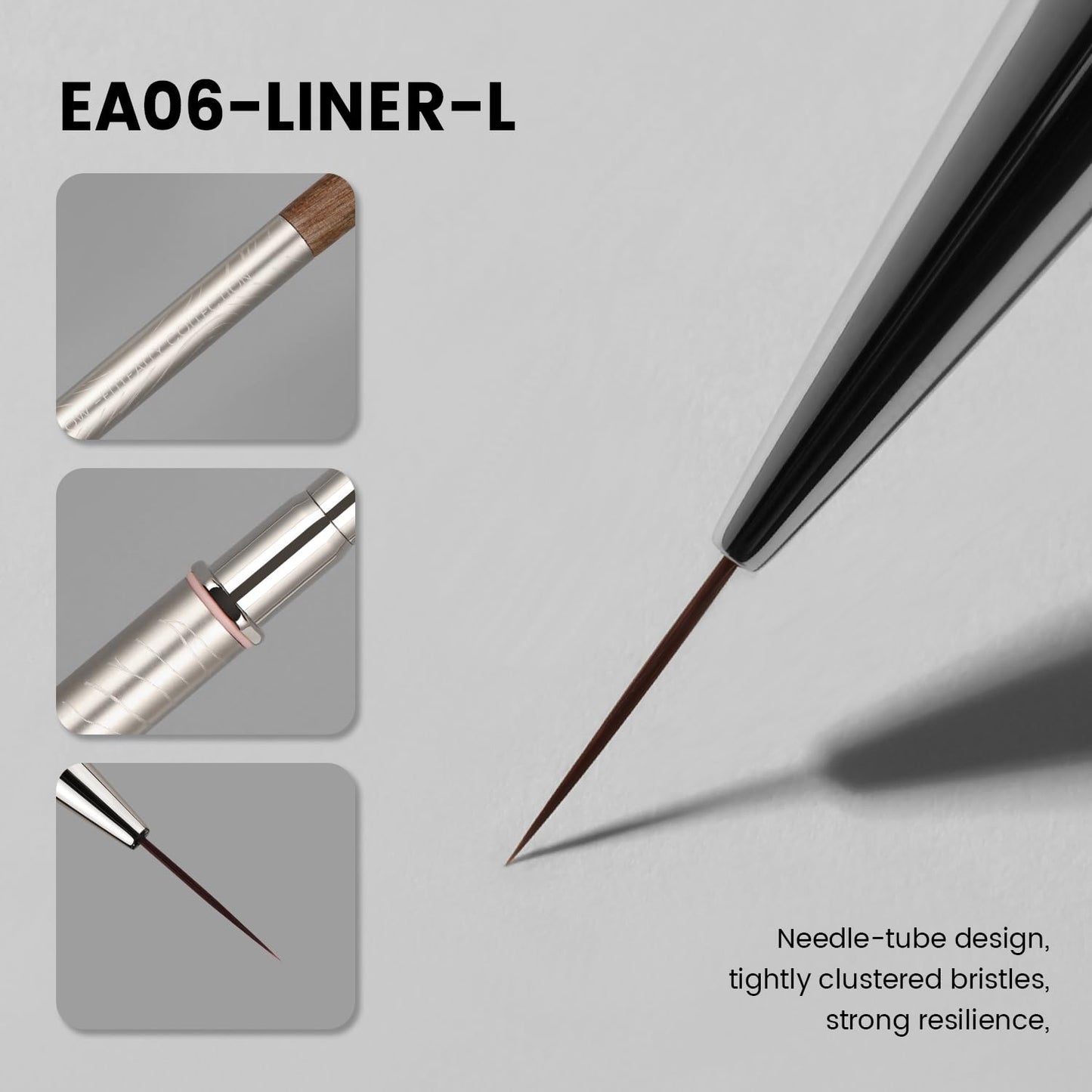 YOKEFELLOW EliteAlly Nail Art Brushes,12mm Slim Nail Art Liner Brush for Long Lines Nail Art Painting Manicure Design Professional Nail Art Tool(EA06 LINER-L)