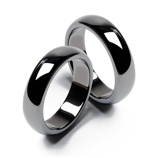 BTEYIVTA Magnetic Hematite Rings for Women & Men | Anxiety Balance Stone, Absorbs Negative Energy, Healing Jewelry | 6mm Wide, 2.4mm Thick, 2 Pack