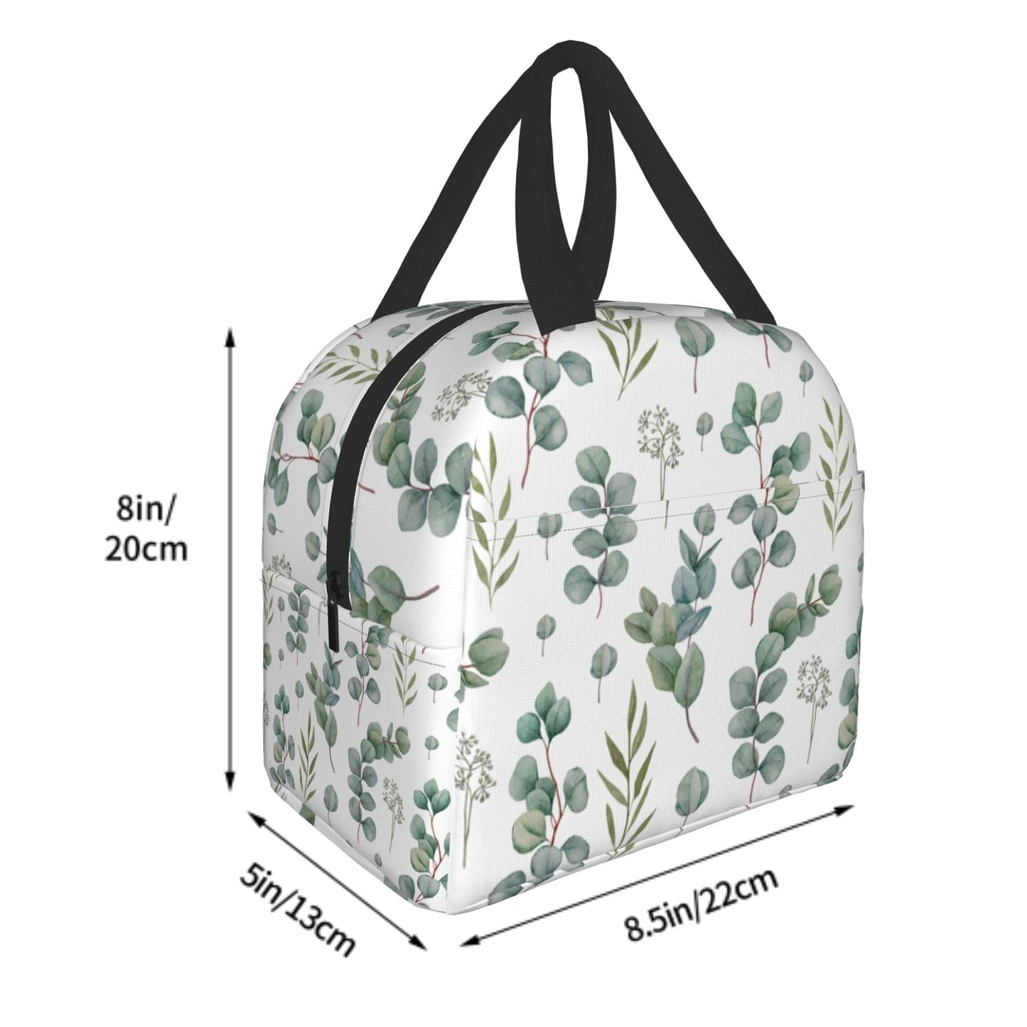 Giwawa Eucalyptus Leaves Lunch Bag Green Leaf Insulated Durable Handbag Portable Cooler Organizer Lunch Box for Work Office Travel Picnic