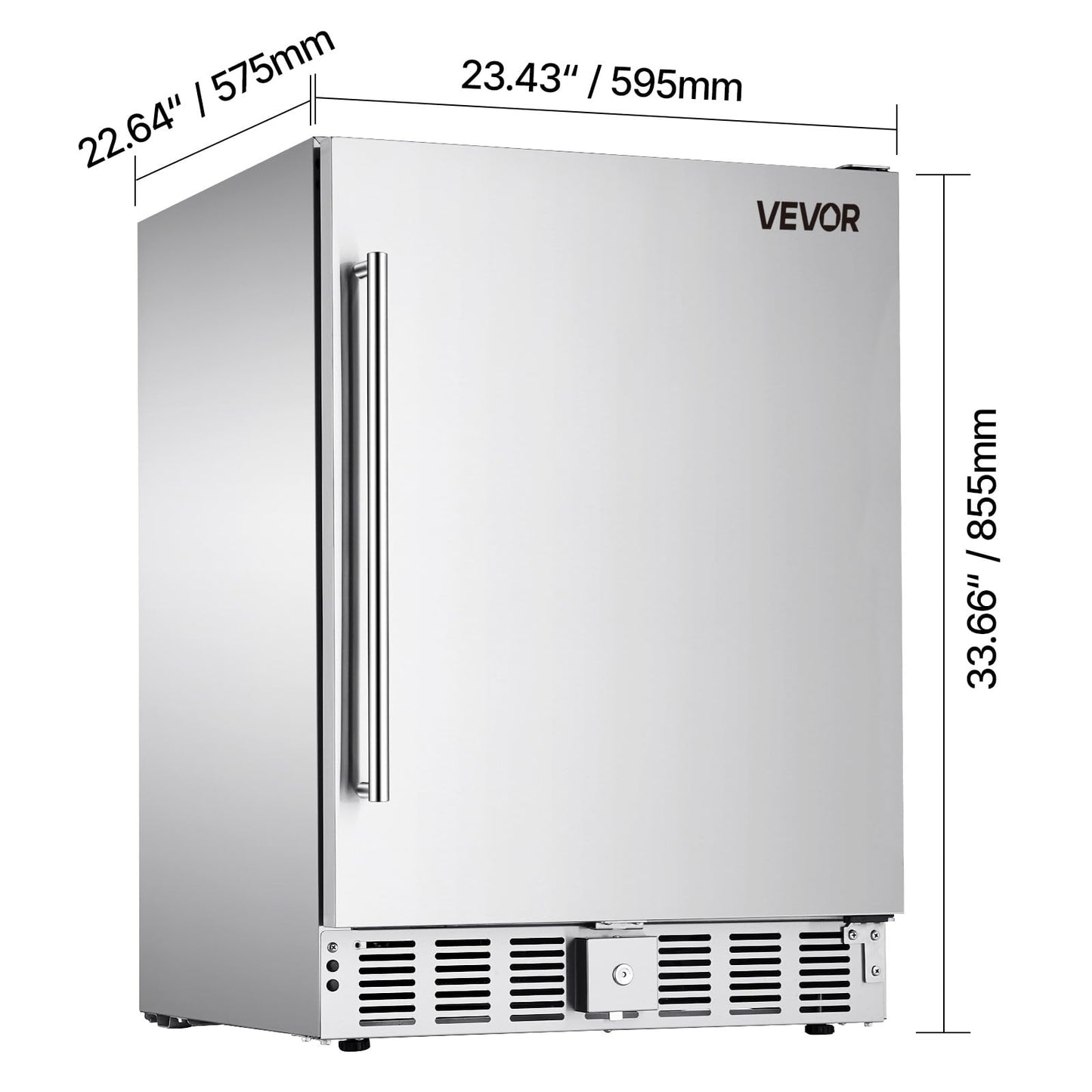 VEVOR 24-Inch Indoor/Outdoor Beverage Refrigerator, 150 QT Freestanding or Undercounter Beverage Fridge, 180 Cans Built-in Beer Fridge with Stainless Steel Body for Residential Home Bar Commercial Use