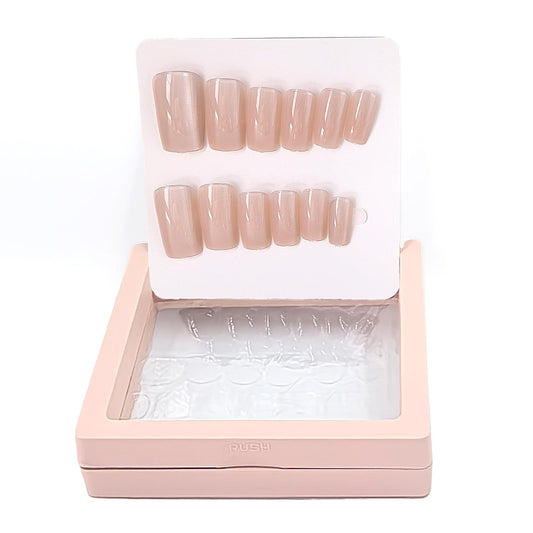 YOYfinee 24Pcs Press on Nails Medium—Short Square Fake Nails Magnetic Cat's Eye Nails. Nude pink (10)