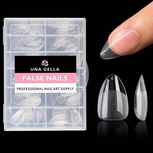 UNA GELLA Short Almond Fake Nails 312pcs Press on Nails Pre-shape Gel Nail Tips for Full Cover Acrylic Short Almond Nails False Nails For Nail Extension12 Sizes Gelly Tips