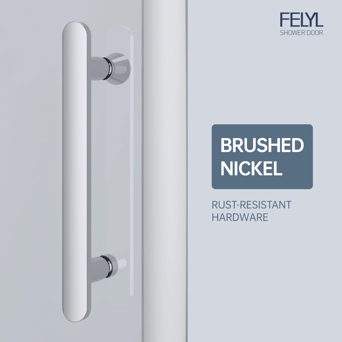FELYL Sliding Shower Door 43-48" W x 72" H, Chrome Finish, Single Sliding Door, Clear Glass, Framed, 1/4" (6mm) SGCC Tempered Glass, Reversible Installation