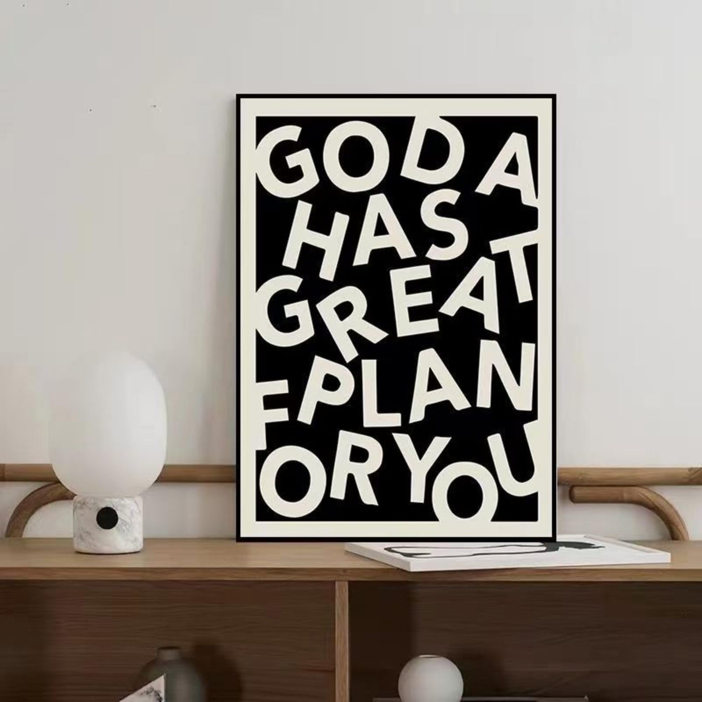 Inspirational wall Art Deco poster painting for office, bedroom, classroom, black and white geometric wall picture， 12X15.5inch, ready to hang wall painting for living room Christian Gifts, gift of christ