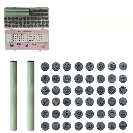 48 Pcs Nail Art Stamp Pens Set with 48 Floral Design Plates - Easy to Use Fingernail Stamper Kit for DIY Manicure, Professional Salon & Home Nail Art Tools for Beginners