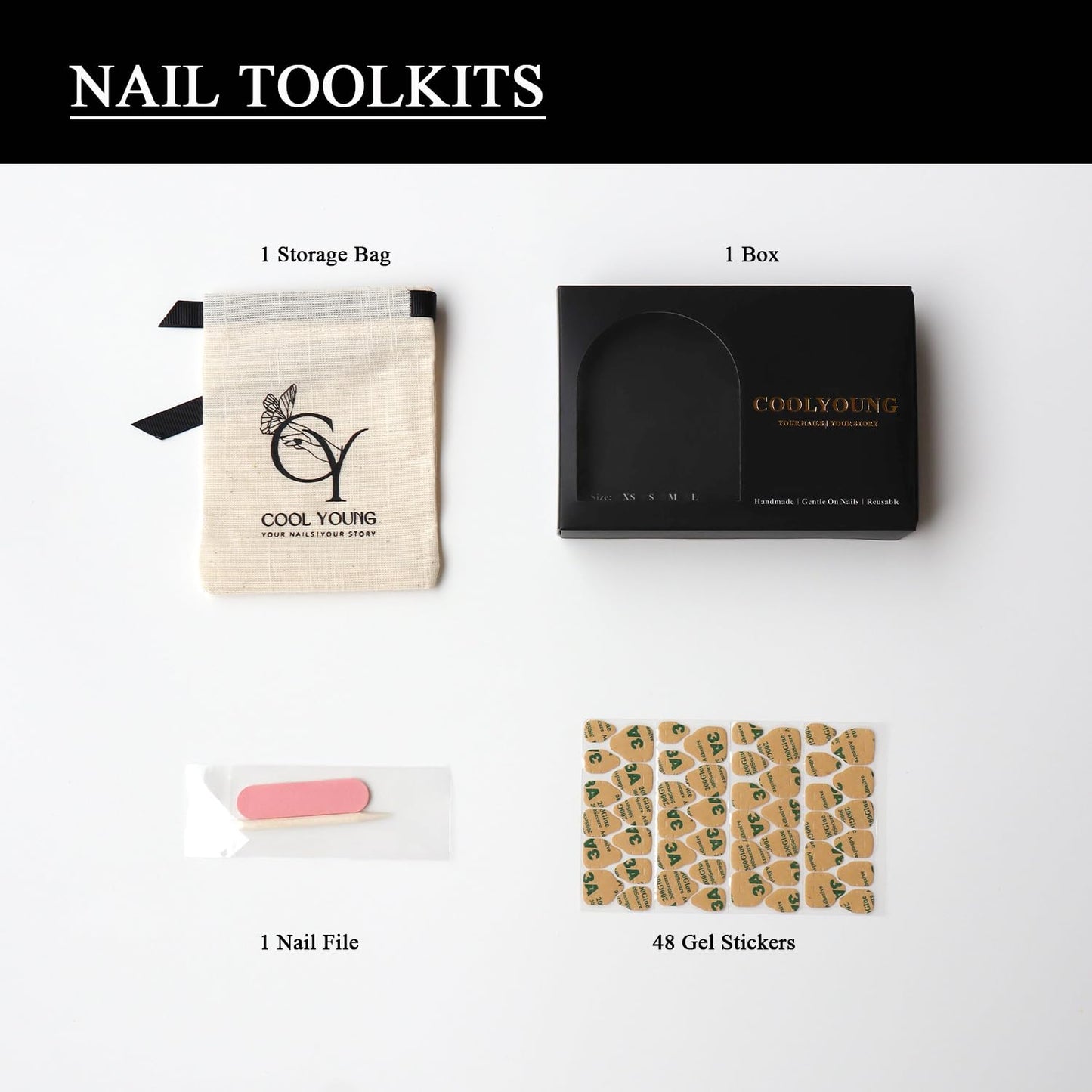 Handmade Acrylic Press On Nails 3D Nails French Press On Nails Glitter Press On Nails Elegant Press On Nails Birthday Gifts For Women COOLYOUNG Nails, 10 PCS, Size S