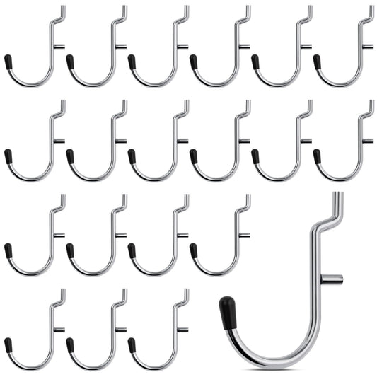 INCLY 1/4" Pegboard J Hooks, 100PCS Heavy Duty Peg Board Hooks Accessories with Peg Locks & Rubber Tipped, Peg Board Tool Hangers Fit 1/4" Pegboard for Wall Hanging Tools or Display Jewelry