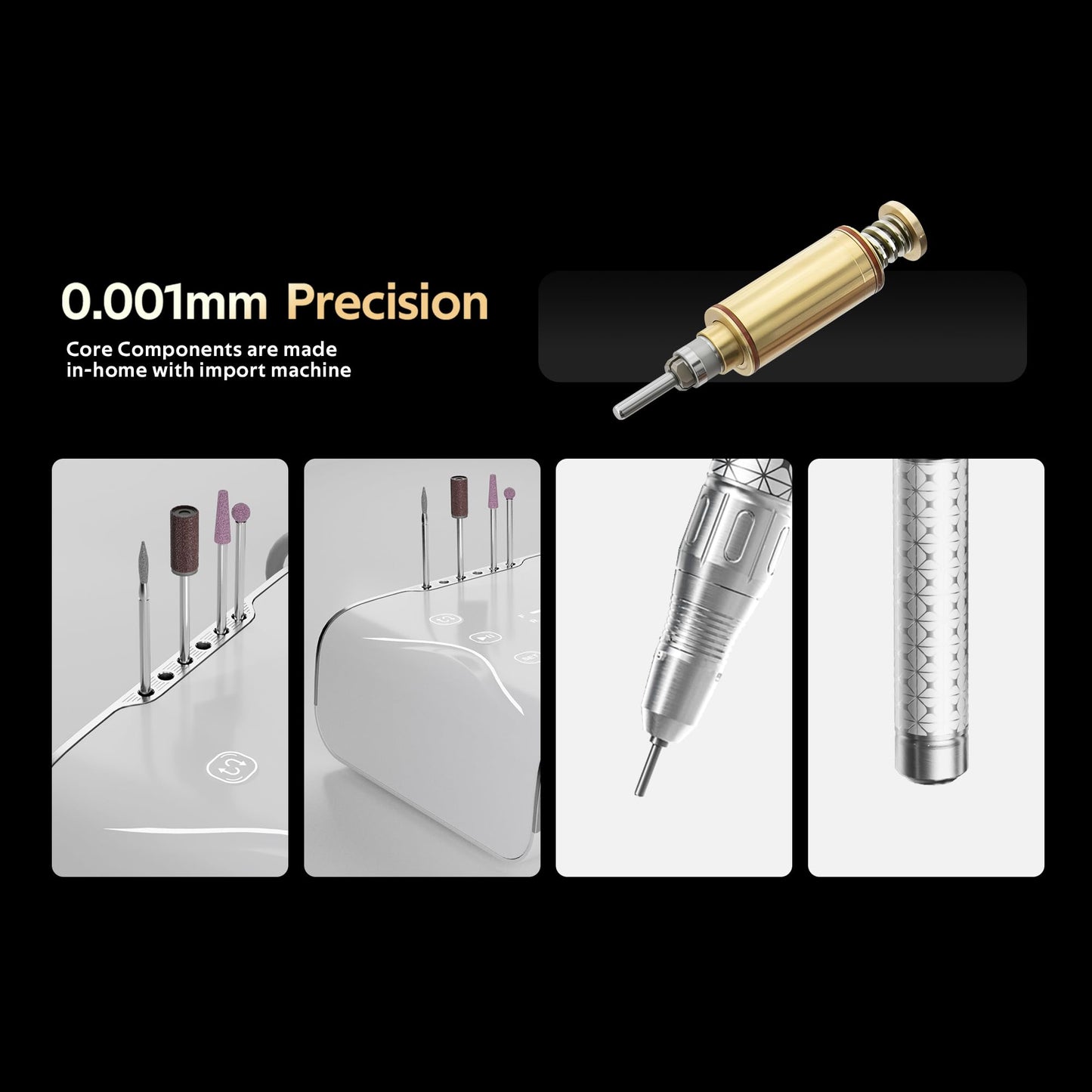 M Nova Pro Nail Drill 35,000 RPM Brushless Motor, Cordless Rechargeable Electric Nail File, Professional E File Machine for Acrylic Gel Nails, Low Noise Portable Salon Use – Blue