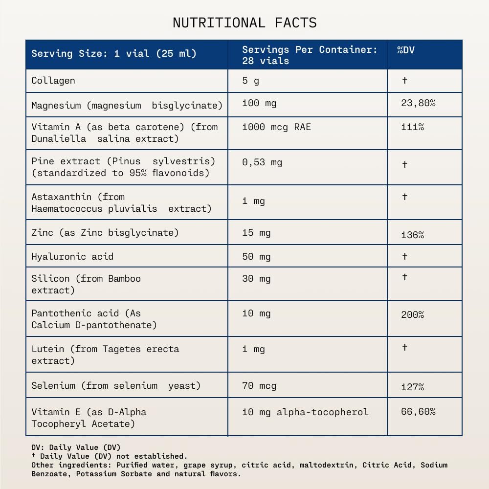 AETHERN Liquid Skin Care Supplement with Collagen + Hyaluronic Acid. Ready-to-Drink. Clinically Proven for Glowing, Hydrated, and Firm Derma. UV Protection. 28 Servings. Ultimate Skincare Program