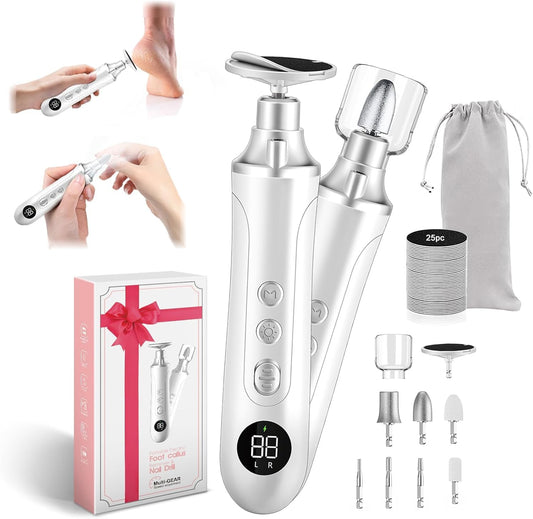 Electric Nail Drill Kit, Cordless Manicure Pedicure Kit with Memory Modes, 15 Speed Portable Nail Drill Machine, Callus Remover with 25Pcs Sandpaper Discs,Hand Foot Care Tool for Thick Nail Toenail