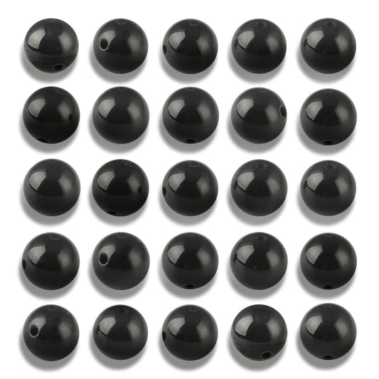 NITOPUPU 100Pcs 8mm Natural Smooth Black Agate Beads Round Loose Gemstone Stone Beads for Jewerly Making with Crystal Stretch Cord