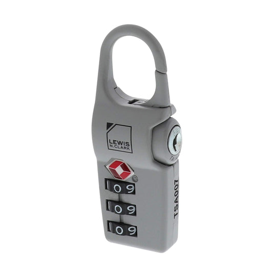 Lewis N. Clark TSA Approved Luggage Clip Lock for Suitcase, Carry On, BackPack, Laptop Bag + Purse, Set + Reset Your Own Combination In 30 Seconds, Gray