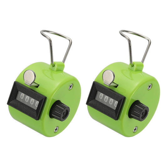 YELARXI Pitch Counter Clicker, 4-Digit Number Clicker for Counting Mechanical Hand Tally Counter - Fitting for (Golf - Fishing - Coaching - Knitting - Sports Events) 2 Pcs & Green