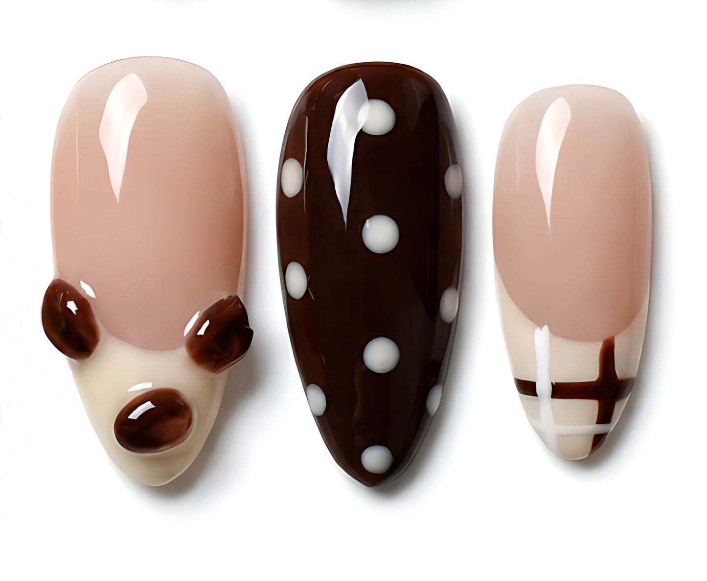 Handmade Press on Nails Almond Shape 3D Cute Glue on Nails for Women, Luxury Homemade Press on Nail Art Design, Fake Nails with 3D Nail Charms Size M 6
