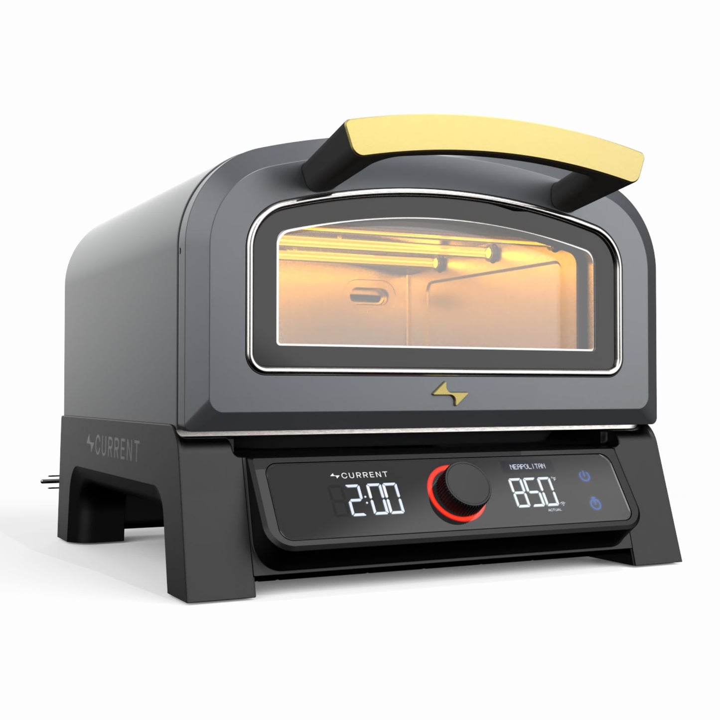 Current® Model P Smart Electric Pizza Oven, 12-Inch, 850°F Max, 8 Cooking Modes, App Connectivity for Temperature Monitoring & Custom Cooking Times, Compact for Indoor & Outdoor Use, Dark Gray