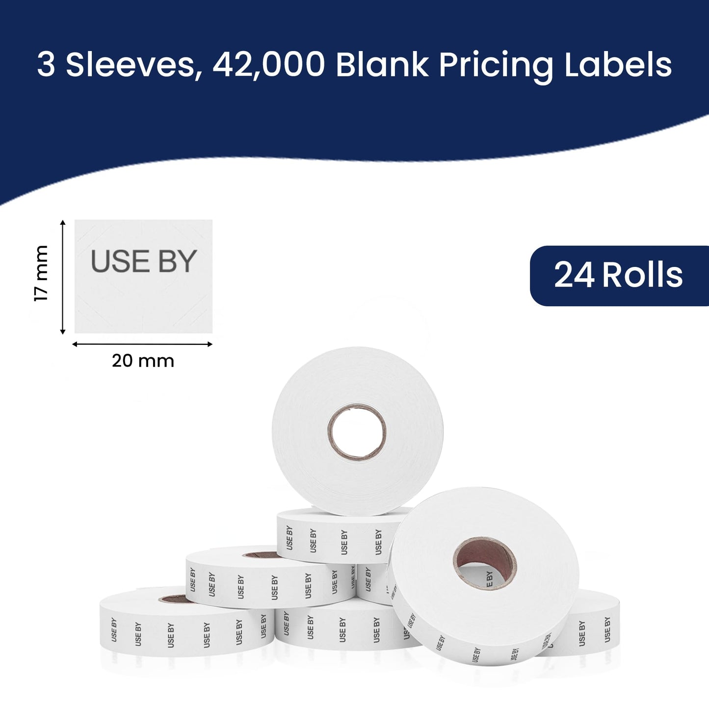 Perco USE BY Labels for Monarch 1136 Price Gun - Buy 2 Sleeves Get 1 Free! 24 Rolls, 42,000 Labels - with Bonus Ink Rolls