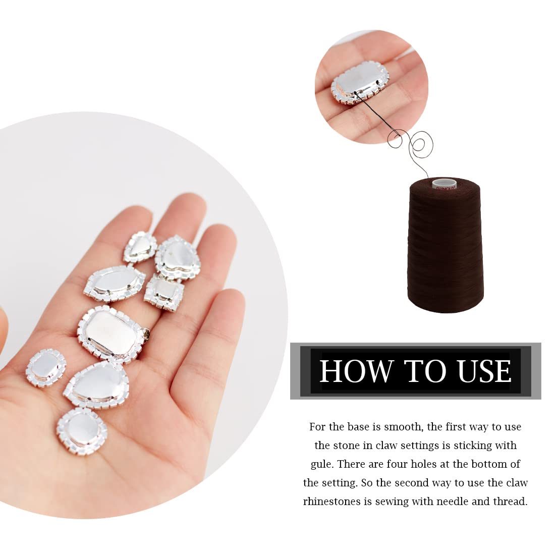 TANOSII Sew on Rhinestones 100 PCS Mixed Shapes Glass Rhinestones Sew on Crystal Gems Mental Flatback with Silver Claw for Jewelry Crafts Clothes Shoes Costume Garment Champagne Type 1