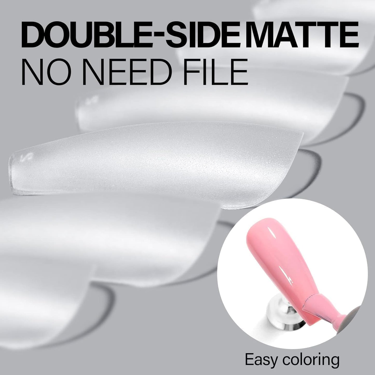 Soft Gel Nail Tips Full Cover, 240 Pcs Matte Pre-Etched Nail Tips, Frosted Inside and Outside for Better Adhesion, Lightweight False Nails for Home and Salon Use (Stiletto Shape, Clear)