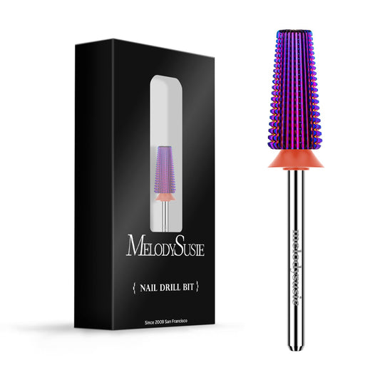 MelodySusie Professional 5 in 1 Nail Drill Bits, 3/32'' Carbide Tungsten Multi-function Bits, Suitable for Manicure Pedicure Cuticle Gel Polishing, Technicians Bits, Purple, Series Bit-M, Fine