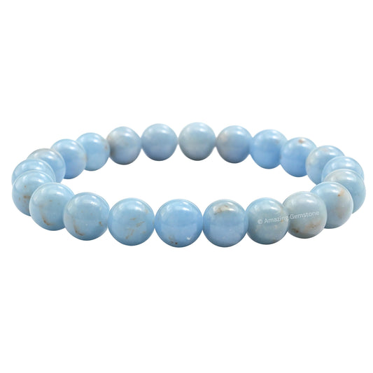 Amazing Gemstone Crystal Bracelet for Women Men's Gifts - Protection Healing Crystal Bracelet - 8mm Gemstone Beaded Stretchable Bracelet Pulseras Para Hombres Mujer Stocking Stuffers Mothers Day Gift (Angelite)