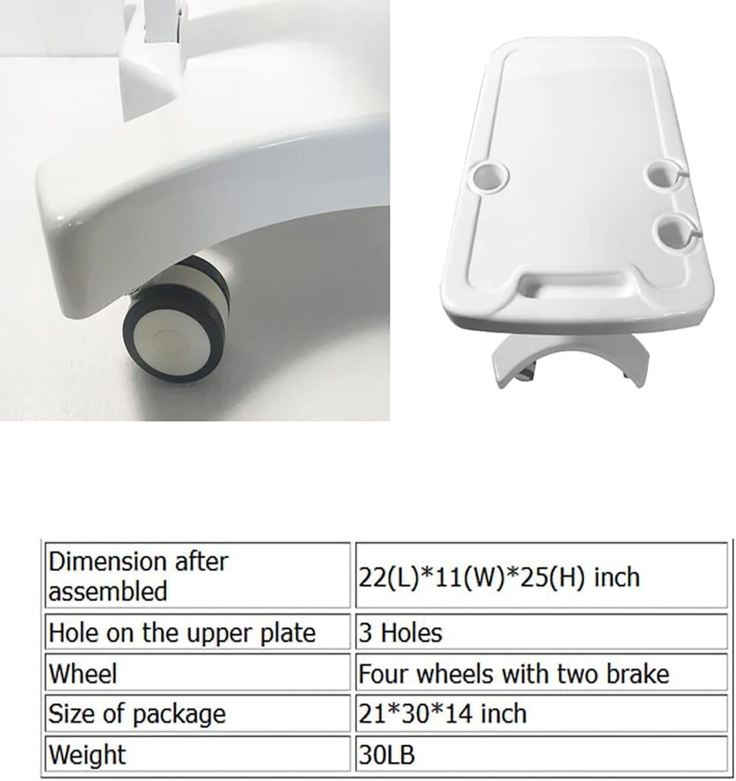 INTSUPERMAI Mobile Trolley for ultrasonic Imaging Scanner System Portable Ultrasound cart White 3 Layers with 2 Brake Wheels,4 Wheels 3 Holes