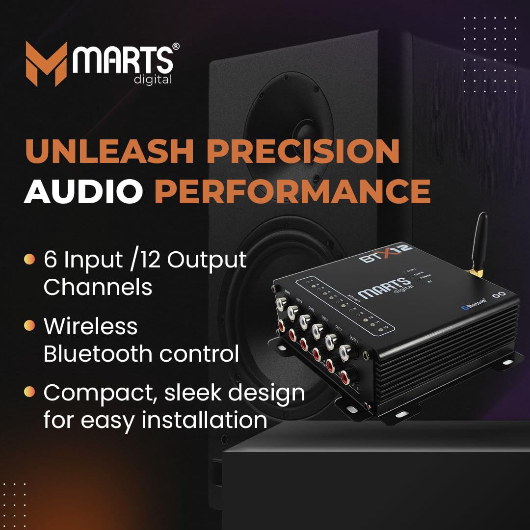 Marts Digital 4v 6 Input /12 Output Channels Bluetooth Android/iOS BTX12 DSP