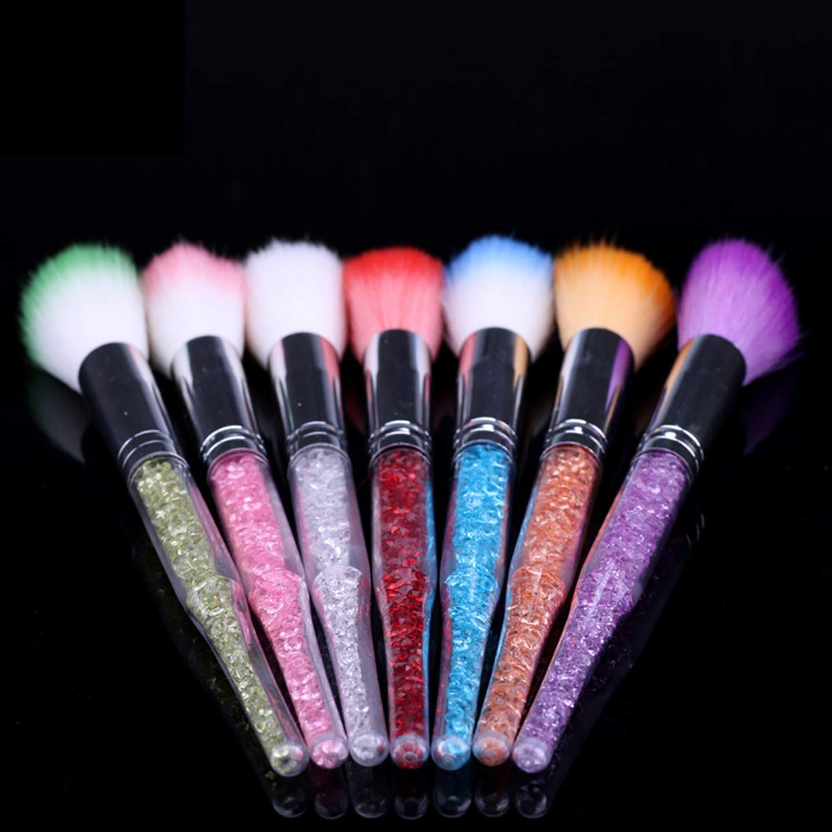 Beautifultracy 7 Pieces Soft Nail Art Dust Remover Powder Brush Cleaner for Acrylic and Makeup Powder Blush Brushes