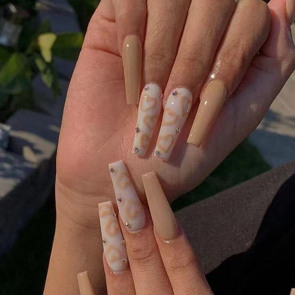 YoYoee Long Fake Nails Tips-Coffin Press on Nails Pink Ballerina False Nails for Women and Girls 24Pcs (gorgeous6)