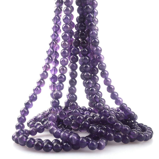 ICAI Beads 10mm Natural Amethyst Stone Round Loose Stone Beads for Jewelry Making DIY Crafts Design 1 Strand 15" APPR.34-36pcspcs