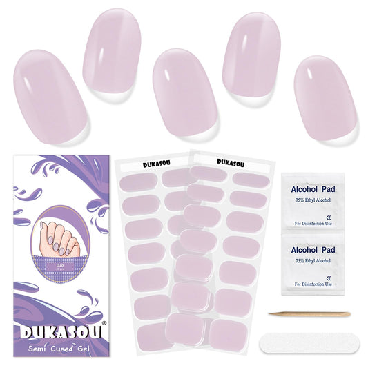 DUKASOU Semi Cured Gel Nail Strips,28 Pcs Gel Nail Stickers/Wraps(Nude Pink),Long Lasting Polish Stickers UV Cure,Works with UV Lamp,Easy to Apply