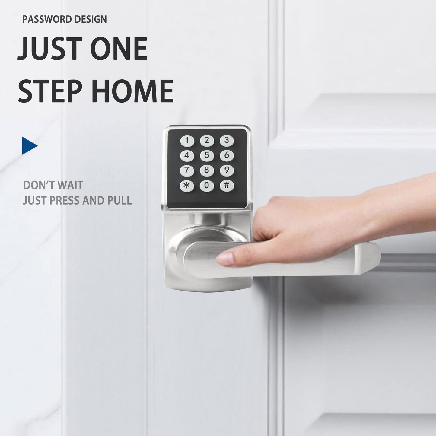 Cielsa Dawn Electronic Door Lock with Door Handle,Keypad Door Lock with Handle,Smart Locks for Front Door Keyless Entry Digital Knob with Code-Fob-Key(Brushed Nickel,1pack)