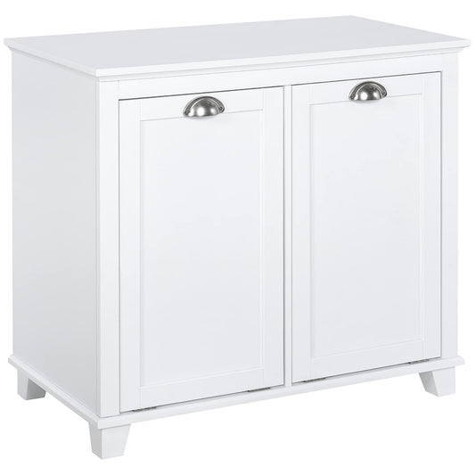 Tilt-Out Laundry Sorter Bathroom Cabinet, White